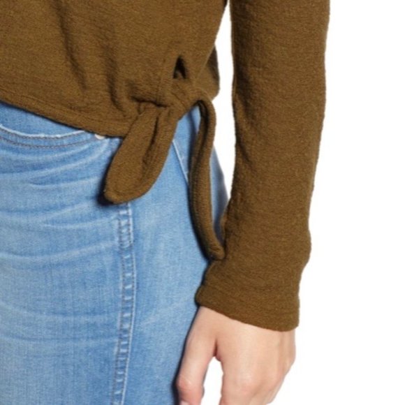 Madewell Texture & Thread Modern Side Tie Top Weathered Olive Sz S NWT - Picture 3 of 13